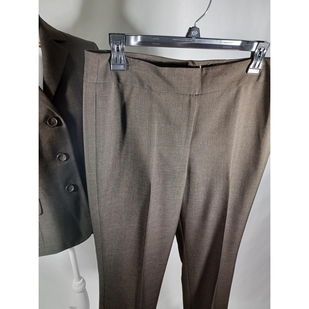 Nine West Pant Suit Set Womens 8 Brown 2 Piece Jacket Pants Work Career Office - Picture 5 of 9